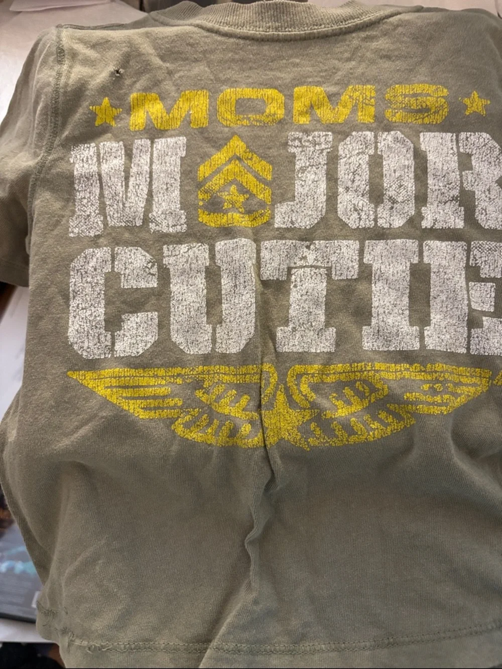 MOMS MAJOR CUTIE Graphic Tee - Olive & Yellow 3T
